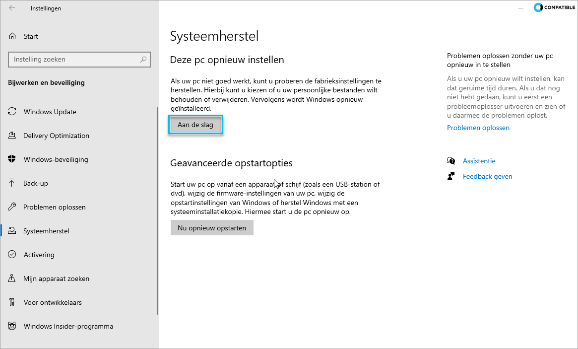 Continent Microcomputer kapok Windows 10 opnieuw installeren // Handleiding - Compatible