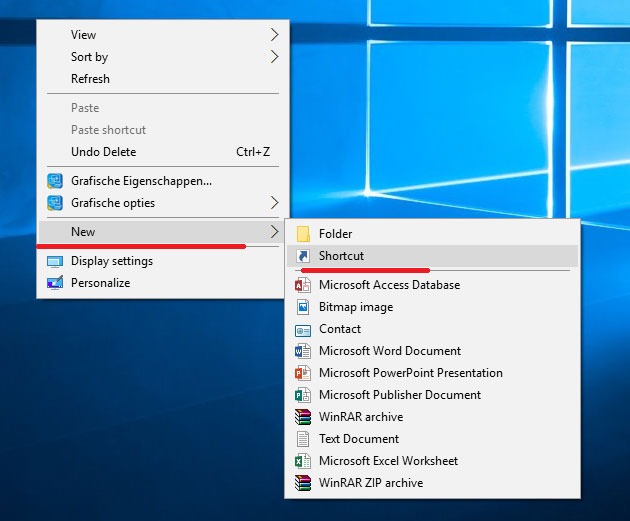 Snelkoppeling maken Windows